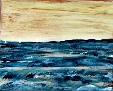 Malerei mit dem Titel "Bewegtes Meer" von Brigitte Kölli, Original-Kunstwerk, Acryl