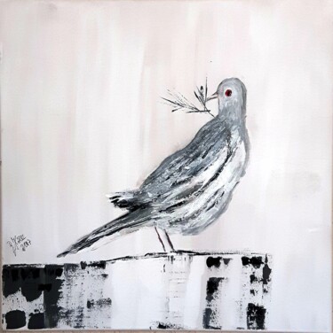 Peinture intitulée "la colombe" par Brigitte Kölli, Œuvre d'art originale, Acrylique