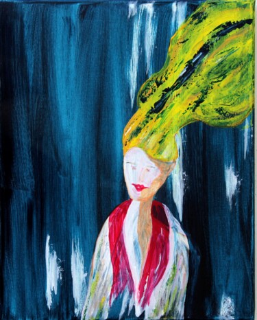 Schilderij getiteld "Femme Mistral" door Brigitte Kölli, Origineel Kunstwerk, Acryl