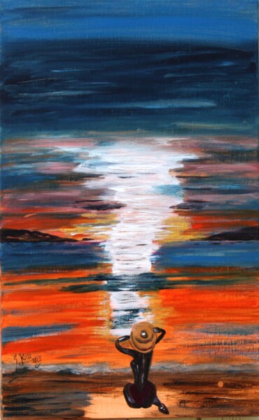 Ζωγραφική με τίτλο "Sonnenuntergang" από Brigitte Kölli, Αυθεντικά έργα τέχνης, Ακρυλικό