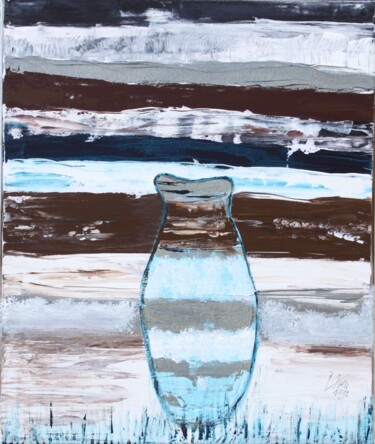 Malerei mit dem Titel "Blick aufs Meer" von Brigitte Kölli, Original-Kunstwerk, Acryl