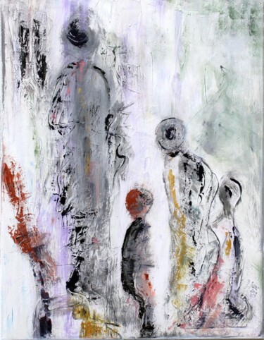Malerei mit dem Titel "Family" von Brigitte Kölli, Original-Kunstwerk, Acryl