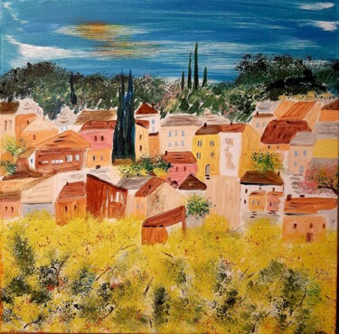 Painting titled "Bormes les Mimosas…" by Brigitte Kölli, Original Artwork, Acrylic