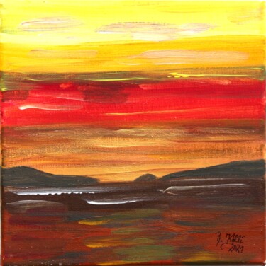 Malerei mit dem Titel "Abendstunde am Meer" von Brigitte Kölli, Original-Kunstwerk, Acryl