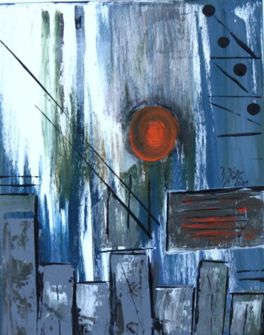 Peinture intitulée "Night in the city" par Brigitte Kölli, Œuvre d'art originale, Acrylique