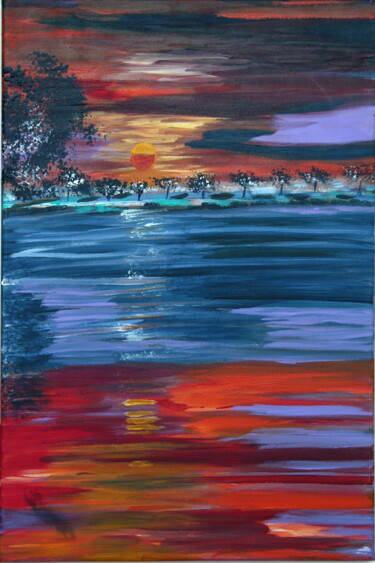 Malerei mit dem Titel "In the evening light" von Brigitte Kölli, Original-Kunstwerk, Acryl