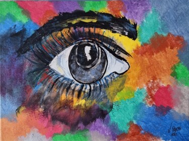 Malerei mit dem Titel "Das Auge" von Brigitte Kölli, Original-Kunstwerk, Acryl