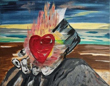 Painting titled "my heart" by Brigitte Kölli, Original Artwork, Acrylic