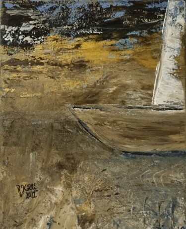 Malerei mit dem Titel "Gestrandet" von Brigitte Kölli, Original-Kunstwerk, Acryl