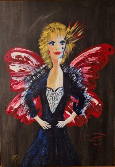 Peinture intitulée "Butterfly woman" par Brigitte Kölli, Œuvre d'art originale, Acrylique