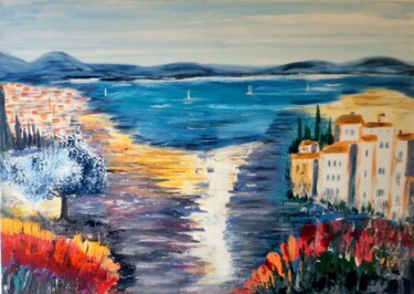 Peinture intitulée "Côte d`Azur, je t`a…" par Brigitte Kölli, Œuvre d'art originale, Acrylique