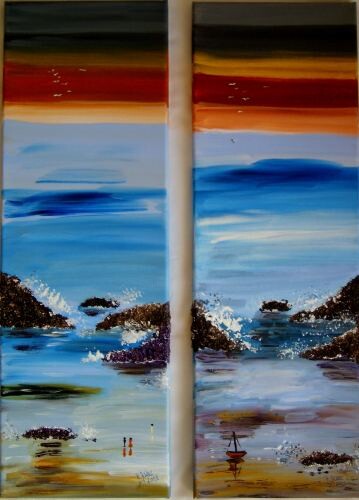 Painting titled "Wild coast" by Brigitte Kölli, Original Artwork, Acrylic