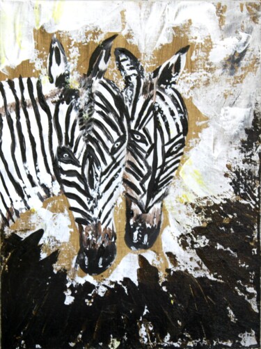 Malerei mit dem Titel "savanne schwarz wei…" von Brigitte Kölli, Original-Kunstwerk, Acryl