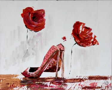 Painting titled "put your red shoes…" by Brigitte Kölli, Original Artwork, Acrylic