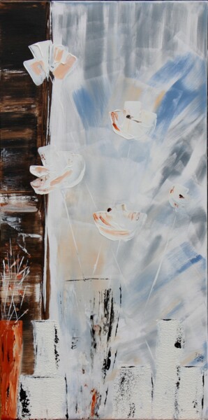 Painting titled "white flowers" by Brigitte Kölli, Original Artwork, Acrylic
