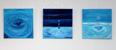 Painting titled "Trilogie Wassertrop…" by Brigitte Kölli, Original Artwork, Acrylic