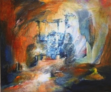 Painting titled "PAYSAGE au tracteur…" by Brigitte Krief, Original Artwork, Acrylic
