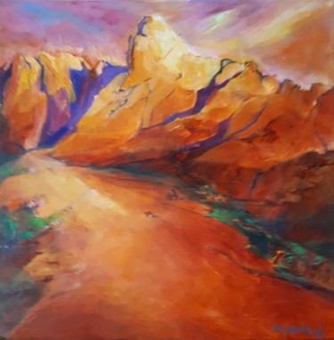 Painting titled "MONTAGNES-6-2018-ac…" by Brigitte Krief, Original Artwork, Acrylic Mounted on Wood Stretcher frame