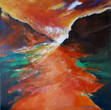 Painting titled "MONTAGNES-8-2018-ac…" by Brigitte Krief, Original Artwork, Acrylic Mounted on Wood Stretcher frame