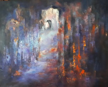 Pintura titulada "SOUS-BOIS 6  huile…" por Brigitte Krief, Obra de arte original, Oleo Montado en Bastidor de camilla de mad…