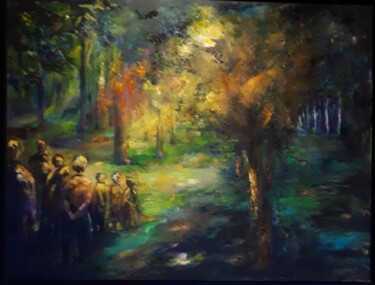 Pintura titulada "SOUS-BOIS 7 " Décou…" por Brigitte Krief, Obra de arte original, Oleo Montado en Bastidor de camilla de ma…