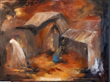 Картина под названием "AFGHANES" - Brigitte Krief, Подлинное произведение искусства, Масло Установлен на Деревянная рама для…