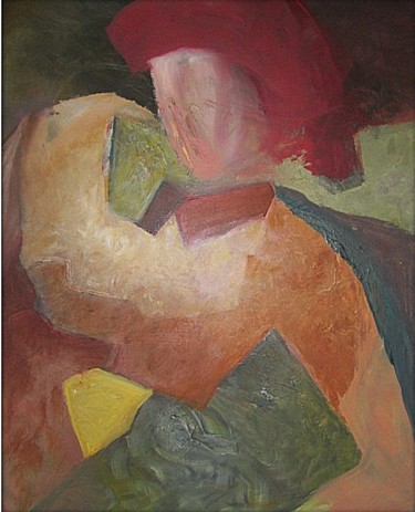 Peinture intitulée "FEMME ACCOUDÉE" par Brigitte Krief, Œuvre d'art originale, Huile