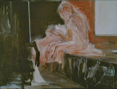 Painting titled "La LISEUSE" by Brigitte Krief, Original Artwork, Oil