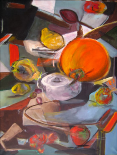 Painting titled "NATURE MORTE:"CITRO…" by Brigitte Krief, Original Artwork, Oil