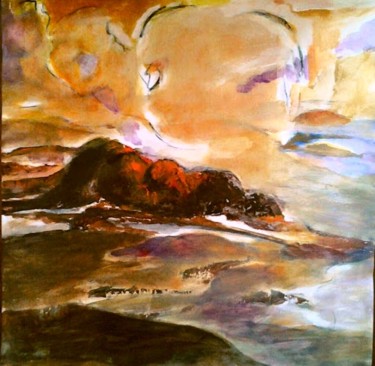 Peinture intitulée "PAYSAGE de CORSE" par Brigitte Krief, Œuvre d'art originale, Acrylique