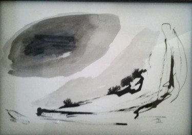 Dibujo titulada "DESSIN encre 1" por Brigitte Krief, Obra de arte original, Tinta