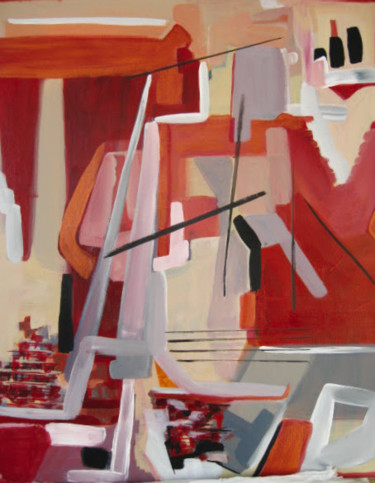 Peinture intitulée "ABSTRAIT ROUGE et G…" par Brigitte Krief, Œuvre d'art originale, Huile Monté sur Châssis en bois