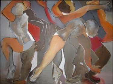 Painting titled "MOUVEMENT" by Brigitte Krief, Original Artwork, Oil Mounted on Wood Stretcher frame