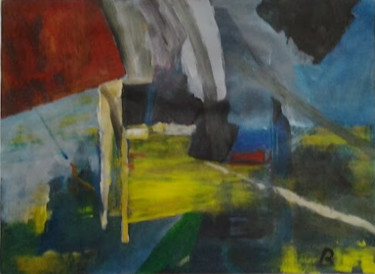 Malerei mit dem Titel "PAYSAGE ABSTRAIT" von Brigitte Krief, Original-Kunstwerk, Acryl