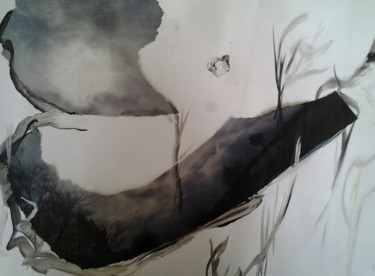 Рисунок под названием "ABSTRAIT 4 noir et…" - Brigitte Krief, Подлинное произведение искусства