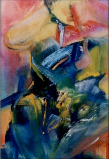 Peinture intitulée "FEMME à l’ÉVENTAIL" par Brigitte Krief, Œuvre d'art originale, Huile