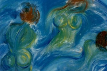 Peinture intitulée "BAIGNEUSES" par Brigitte Krief, Œuvre d'art originale, Huile