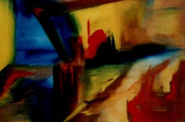 Peinture intitulée "PAYSAGE IMAGINAIRE 3" par Brigitte Krief, Œuvre d'art originale, Huile