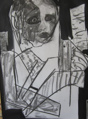 Dibujo titulada "L'AFRIQUE et la PEUR" por Brigitte Krief, Obra de arte original, Carbón