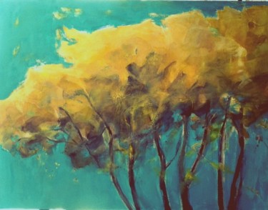 Картина под названием "MIMOSAS" - Brigitte Krief, Подлинное произведение искусства, Акрил Установлен на Деревянная рама для…