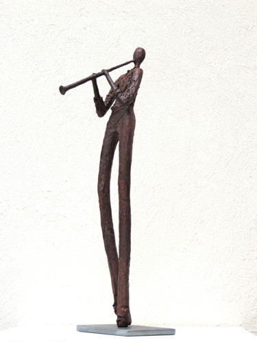 Sculpture titled "Le clarinettiste" by Brigitte Lambourg, Original Artwork, Metals