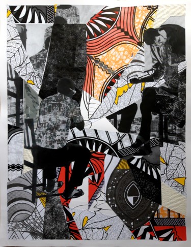 Collagen mit dem Titel "Africa Love" von Brigitte Mathé (MBL), Original-Kunstwerk, Collagen