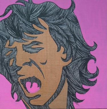 Peinture intitulée "I miss you,  Mick J…" par Brigitte Mathé (MBL), Œuvre d'art originale, Acrylique Monté sur Carton