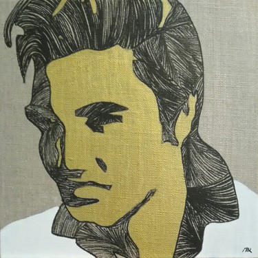 Painting titled "Elvis, the King" by Brigitte Mathé (MBL), Original Artwork, Acrylic