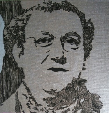 Painting titled "Coluche" by Brigitte Mathé (MBL), Original Artwork, Acrylic Mounted on Cardboard