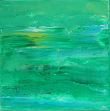 Peinture intitulée "Reflets verts et bl…" par Brigitte Mathé (MBL), Œuvre d'art originale, Acrylique