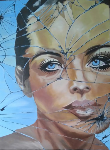 Картина под названием "Romy, série Destins…" - Brigitte Mathé (MBL), Подлинное произведение искусства, Масло Установлен на Д…