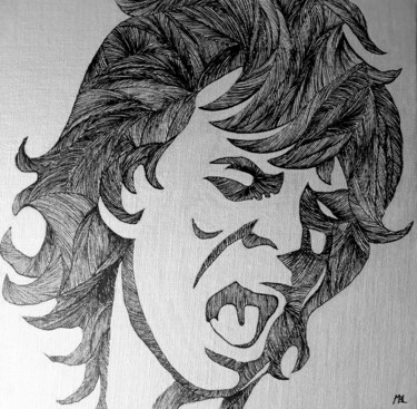 Pintura intitulada "Mick Jagger" por Brigitte Mathé (MBL), Obras de arte originais, Acrílico