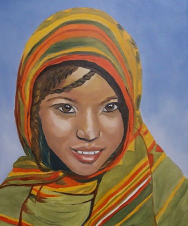 Peinture intitulée "Jeune fille des Afa…" par Brigitte Mathé (MBL), Œuvre d'art originale, Huile