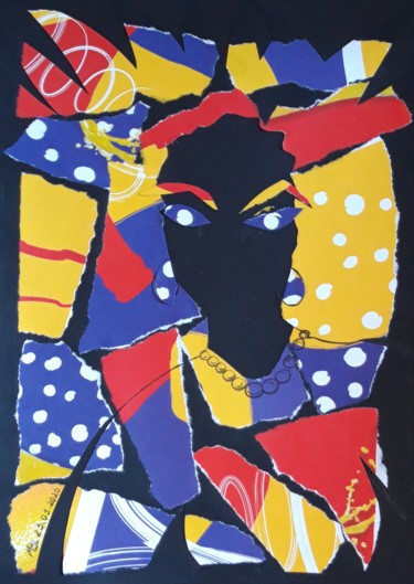 Collagen mit dem Titel "Femme des îles" von Brigitte Mathé (MBL), Original-Kunstwerk, Collagen
